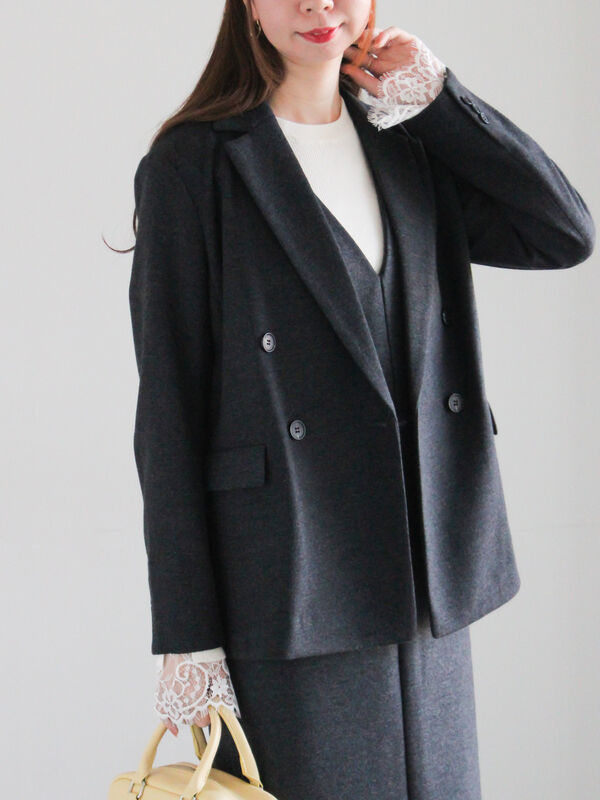 セール】 ウール混ジャージーテーラードジャケット（チャコールグレー