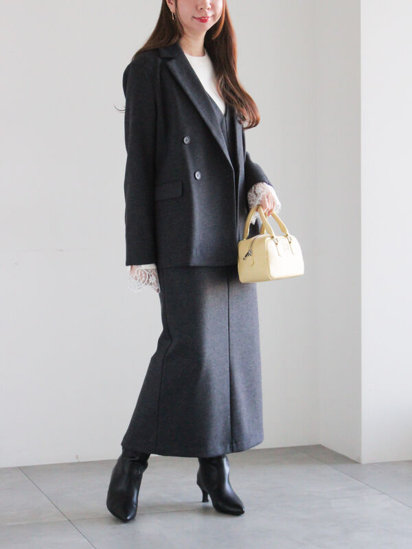 セール】 ウール混ジャージーテーラードジャケット（チャコールグレー