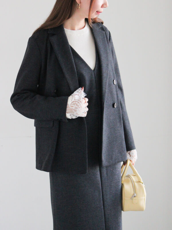 セール】 ウール混ジャージーテーラードジャケット（チャコールグレー