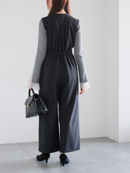 ツイーディーダブルコンビネゾン（チャコールグレー/ブラウン）｜Te chichi（テチチ）通販