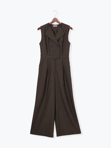 ツイーディーダブルコンビネゾン（チャコールグレー/ブラウン）｜Te chichi（テチチ）通販