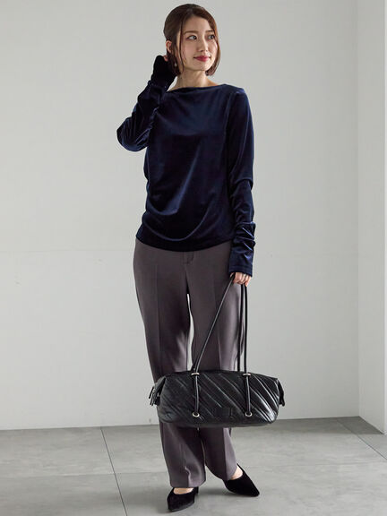 ベロアサイドギャザートップス（オフホワイト/チャコールグレー/ネイビー）｜Te chichi（テチチ）通販