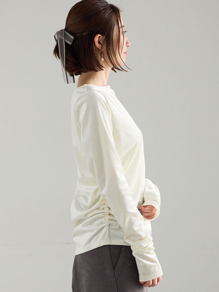 ベロアサイドギャザートップス（オフホワイト/チャコールグレー/ネイビー）｜Te chichi（テチチ）通販