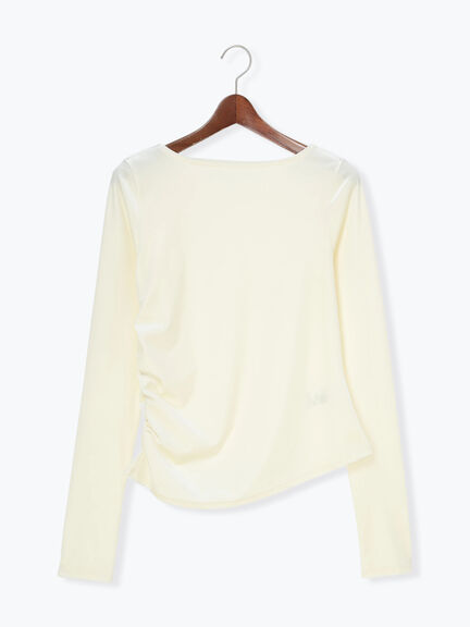 ベロアサイドギャザートップス（オフホワイト/チャコールグレー/ネイビー）｜Te chichi（テチチ）通販