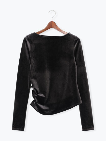 ベロアサイドギャザートップス（オフホワイト/チャコールグレー/ネイビー）｜Te chichi（テチチ）通販