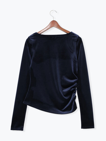 ベロアサイドギャザートップス（オフホワイト/チャコールグレー/ネイビー）｜Te chichi（テチチ）通販