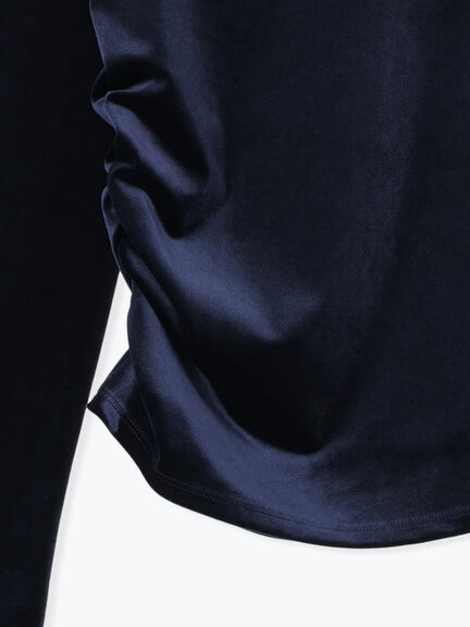 ベロアサイドギャザートップス（オフホワイト/チャコールグレー/ネイビー）｜Te chichi（テチチ）通販