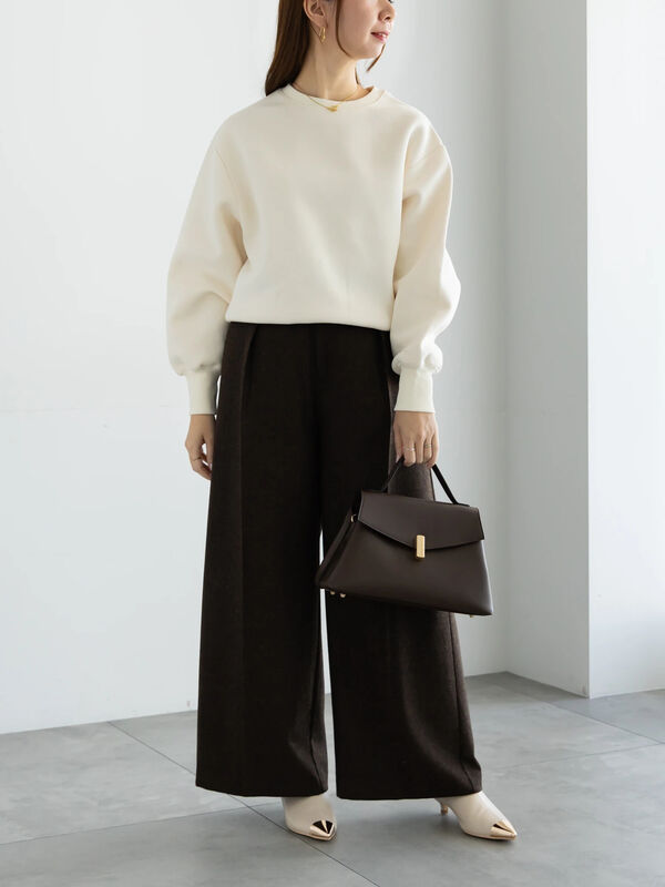 セール】 【宮本茉由着用】ツイードワイドパンツ（ブラック/ブラウン