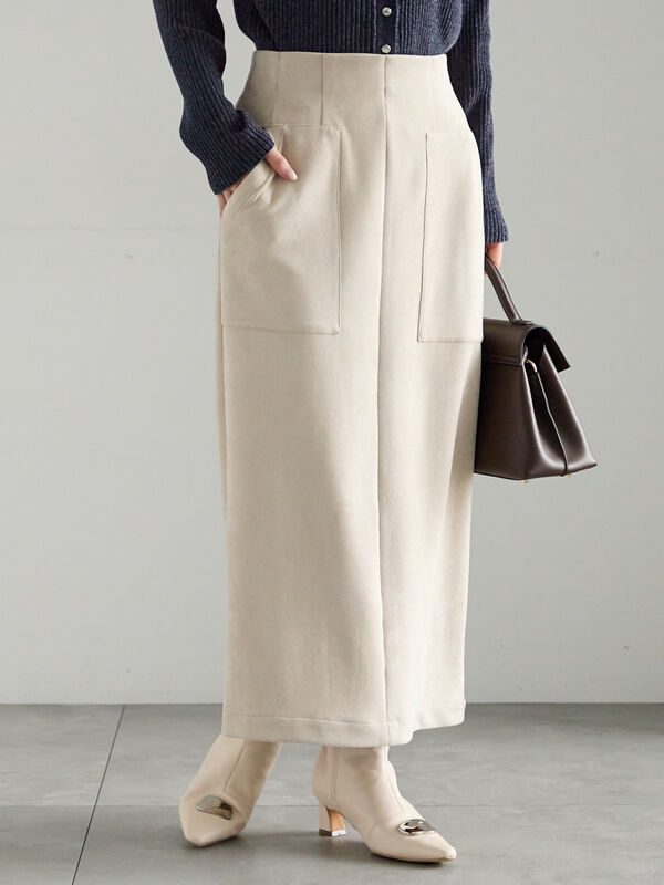 スウェードタイトスカート（ライトベージュ/モカ/ラベンダー/ボトムス