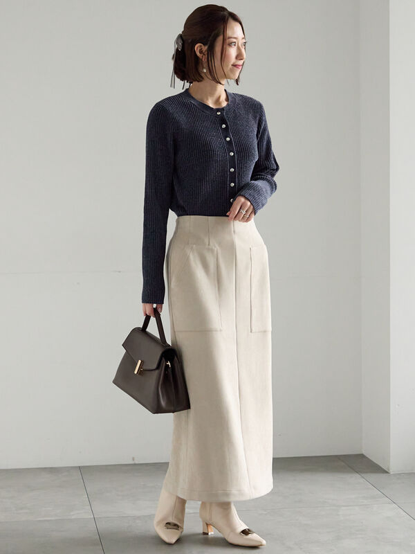 スウェードタイトスカート（ライトベージュ/モカ/ラベンダー/ボトムス