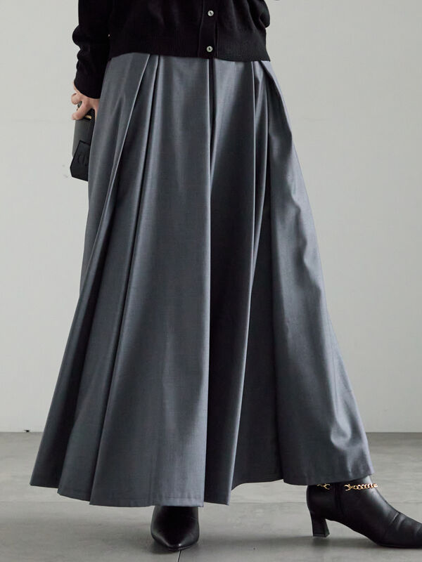 ボックスタックフレアスカート（オフホワイト/グレー/ブラック