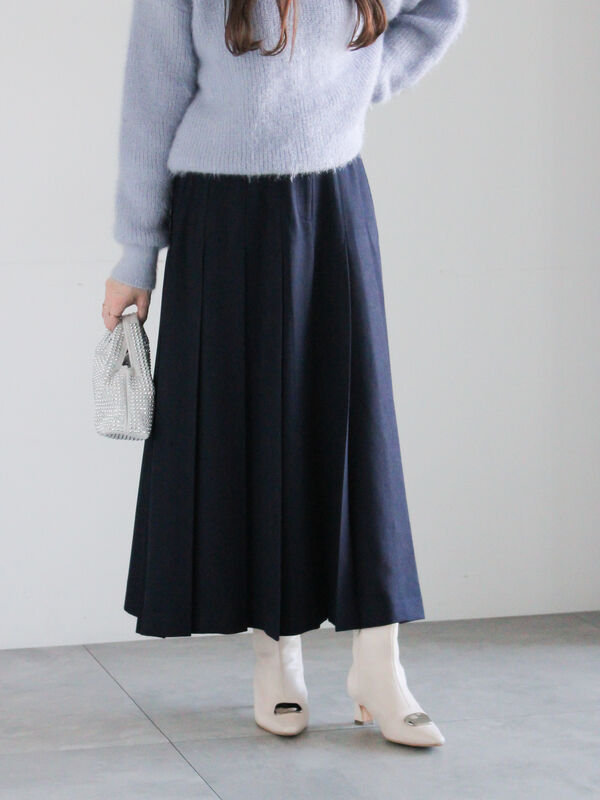 26　プリーツプリーズ　紺ロングスカート　サイズ2 美品プリーツプリーズロングスカートネイビーサイズ2