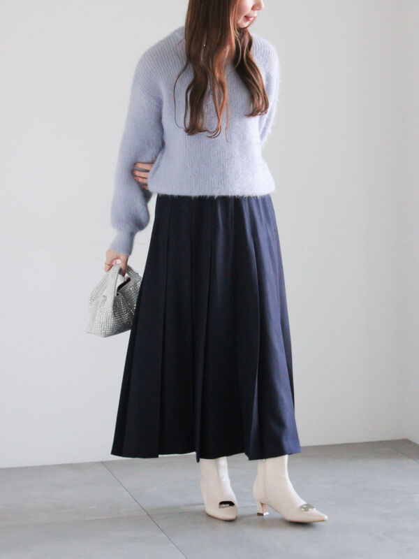 セール】 チェックアソートロングプリーツスカート（オフホワイト