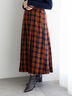 チェックアソートロングプリーツスカート（オフホワイト/グレー/オレンジ/ネイビー）｜Te chichi（テチチ）通販