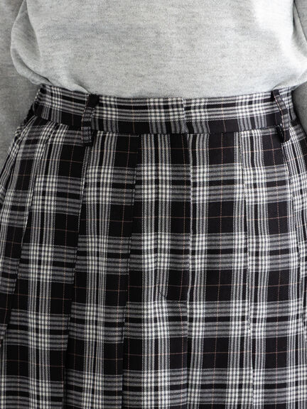 チェックアソートロングプリーツスカート（オフホワイト/グレー/オレンジ/ネイビー）｜Te chichi（テチチ）通販