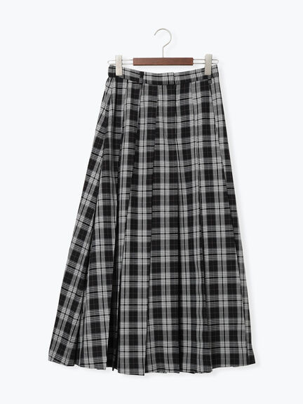チェックアソートロングプリーツスカート（オフホワイト/グレー/オレンジ/ネイビー）｜Te chichi（テチチ）通販