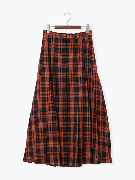 チェックアソートロングプリーツスカート（オフホワイト/グレー/オレンジ/ネイビー）｜Te chichi（テチチ）通販