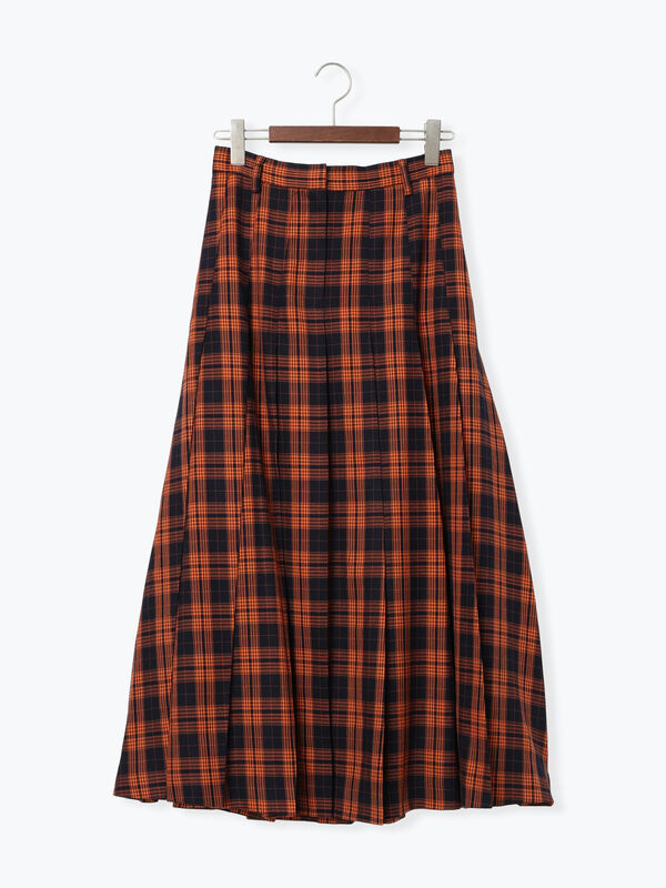 O'NEIL プリーツスカート ネイビーオレンジチェック O'NEIL of DUBLIN