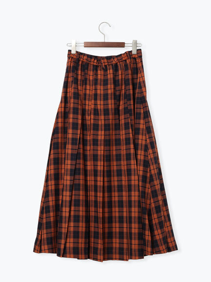 チェックアソートロングプリーツスカート（オフホワイト/グレー/オレンジ/ネイビー）｜Te chichi（テチチ）通販
