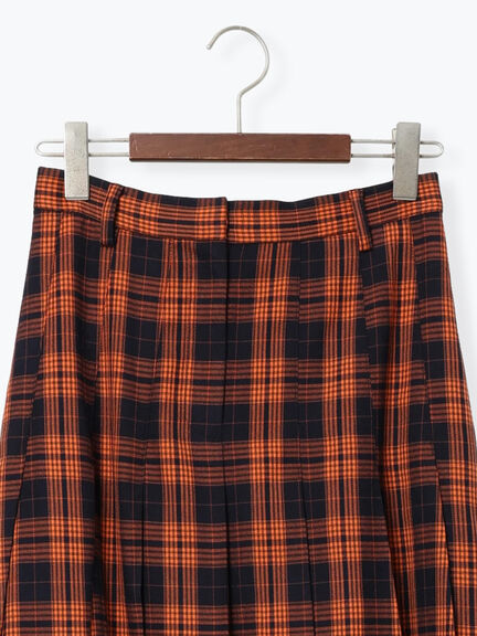 チェックアソートロングプリーツスカート（オフホワイト/グレー/オレンジ/ネイビー）｜Te chichi（テチチ）通販
