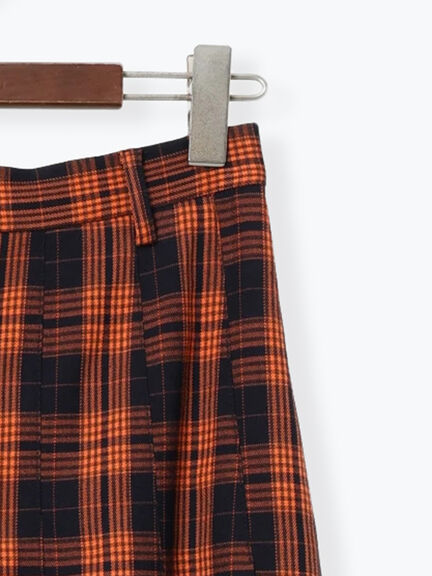 チェックアソートロングプリーツスカート（オフホワイト/グレー/オレンジ/ネイビー）｜Te chichi（テチチ）通販