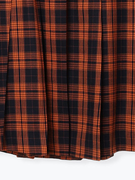 チェックアソートロングプリーツスカート（オフホワイト/グレー/オレンジ/ネイビー）｜Te chichi（テチチ）通販