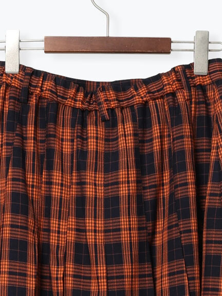 チェックアソートロングプリーツスカート（オフホワイト/グレー/オレンジ/ネイビー）｜Te chichi（テチチ）通販