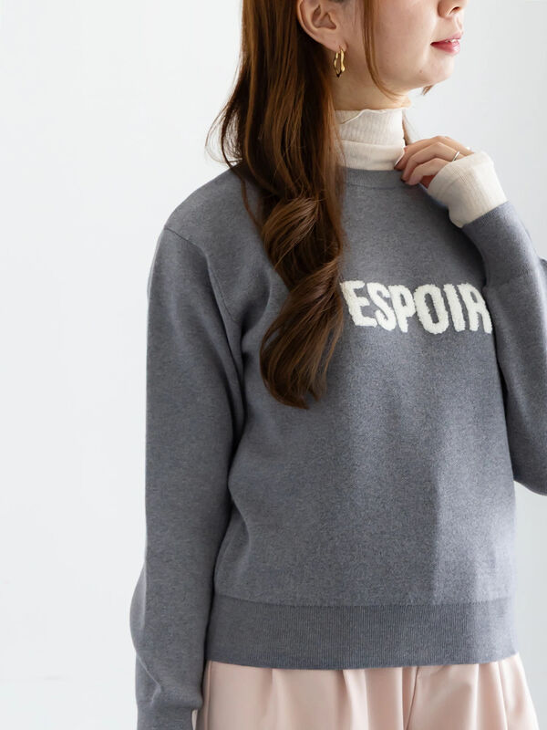 宮本茉由着用】サガラ刺繍ロゴニット（グレー/ネイビー/トップス