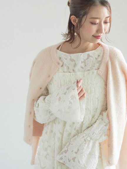 セール】 【宮本茉由着用】カットジャガードチュニックブラウス（オフ