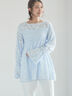 【宮本茉由着用】カットジャガードチュニックブラウス（オフホワイト/サックスブルー）｜Te chichi（テチチ）通販