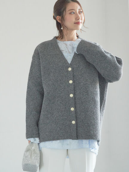 【宮本茉由着用】カットジャガードチュニックブラウス（オフホワイト/サックスブルー）｜Te chichi（テチチ）通販