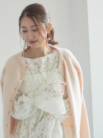 【宮本茉由着用】カットジャガードチュニックブラウス（オフホワイト/サックスブルー）｜Te chichi（テチチ）通販