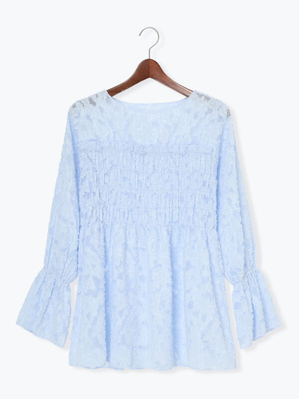 セール】 【宮本茉由着用】カットジャガードチュニックブラウス（オフ