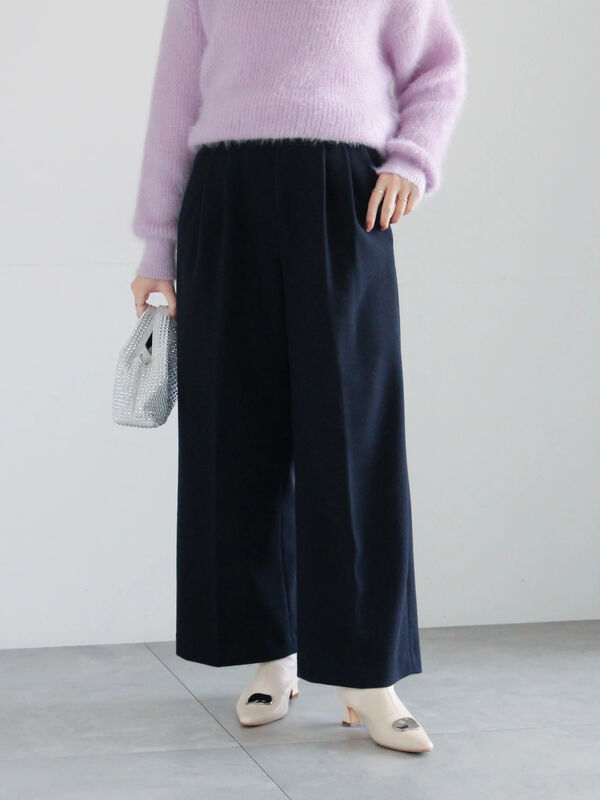 【宮本茉由着用】ソフトエアジャージーワイドスラックス（ネイビー）｜Te chichi（テチチ）通販