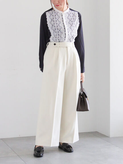 【宮本茉由着用】ソフトエアジャージーワイドスラックス（オフホワイト/グレー/ネイビー）｜Te chichi（テチチ）通販