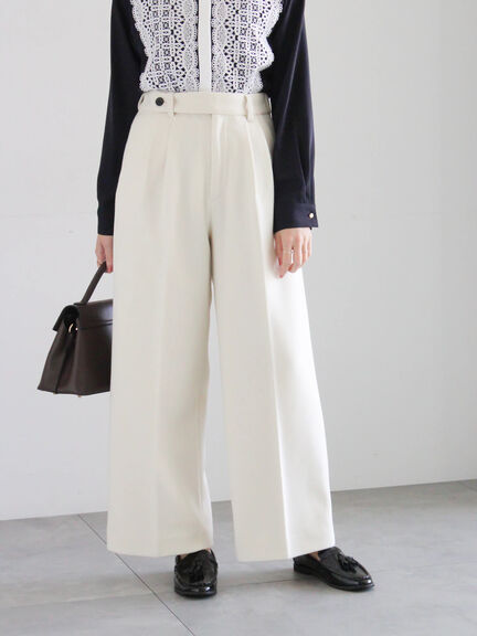 【宮本茉由着用】ソフトエアジャージーワイドスラックス（オフホワイト/グレー/ネイビー）｜Te chichi（テチチ）通販