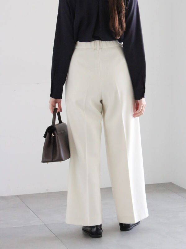 宮本茉由着用】ソフトエアジャージーワイドスラックス（オフホワイト
