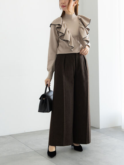 ラッフルフリルニット（チャコールグレー/ブラック/ベージュ）｜Te chichi（テチチ）通販