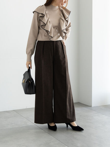 ラッフルフリルニット（チャコールグレー/ブラック/ベージュ）｜Te chichi（テチチ）通販