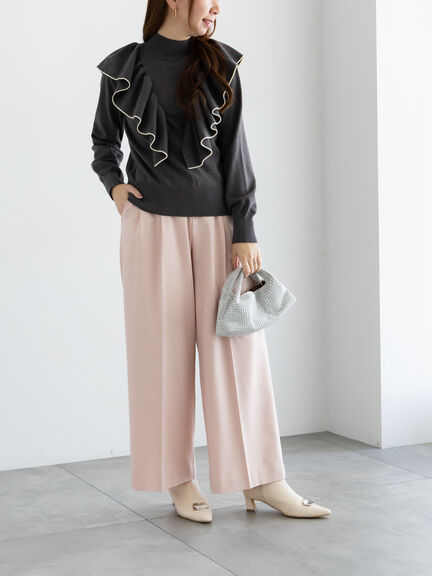 ラッフルフリルニット（チャコールグレー/ブラック/ベージュ）｜Te chichi（テチチ）通販