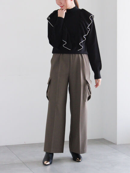 ラッフルフリルニット（チャコールグレー/ブラック/ベージュ）｜Te chichi（テチチ）通販