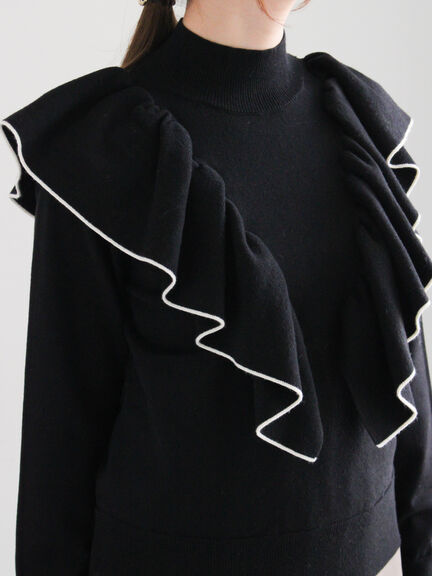 ラッフルフリルニット（チャコールグレー/ブラック/ベージュ）｜Te chichi（テチチ）通販