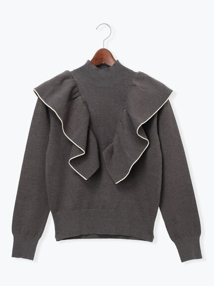 ラッフルフリルニット（チャコールグレー/ブラック/ベージュ）｜Te chichi（テチチ）通販