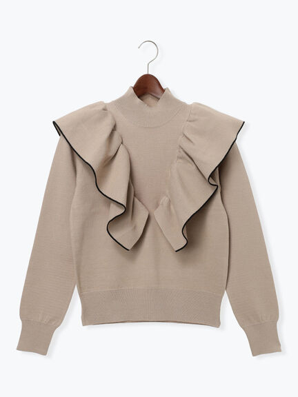 ラッフルフリルニット（チャコールグレー/ブラック/ベージュ）｜Te chichi（テチチ）通販