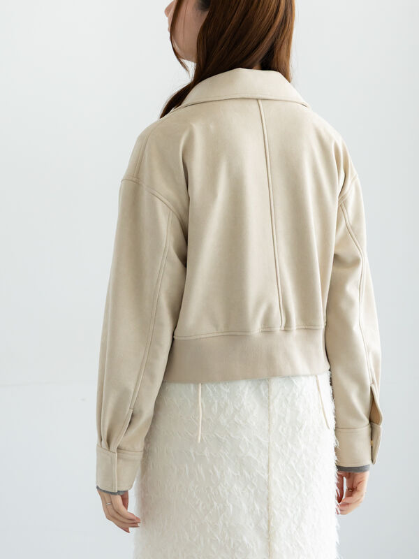 セール】 スウェードジップブルゾン（ライトベージュ/モカ/アウター