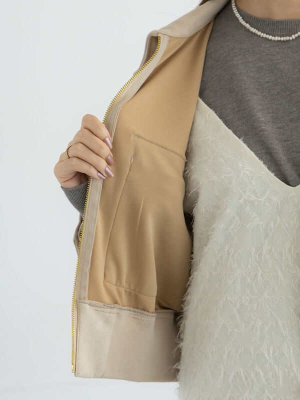 セール】 スウェードジップブルゾン（ライトベージュ/モカ/アウター