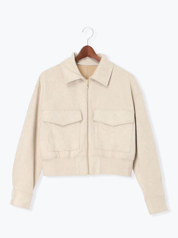 セール】 スウェードジップブルゾン（ライトベージュ/モカ/アウター