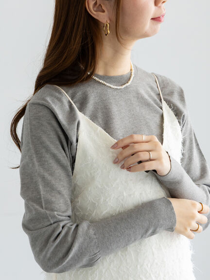 プレーンニット(吸湿発熱)(グレー/ピンク/ネイビー/サックスブルー)｜Te chichi(テチチ)通販