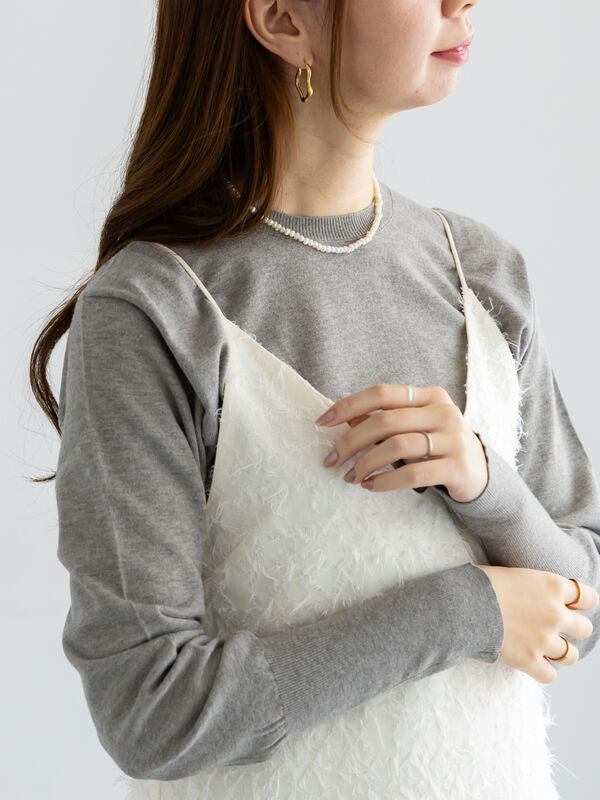 プレーンニット(吸湿発熱)（グレー）｜Te chichi（テチチ）通販