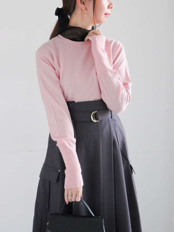 プレーンニット(吸湿発熱)（ピンク）｜Te chichi（テチチ）通販